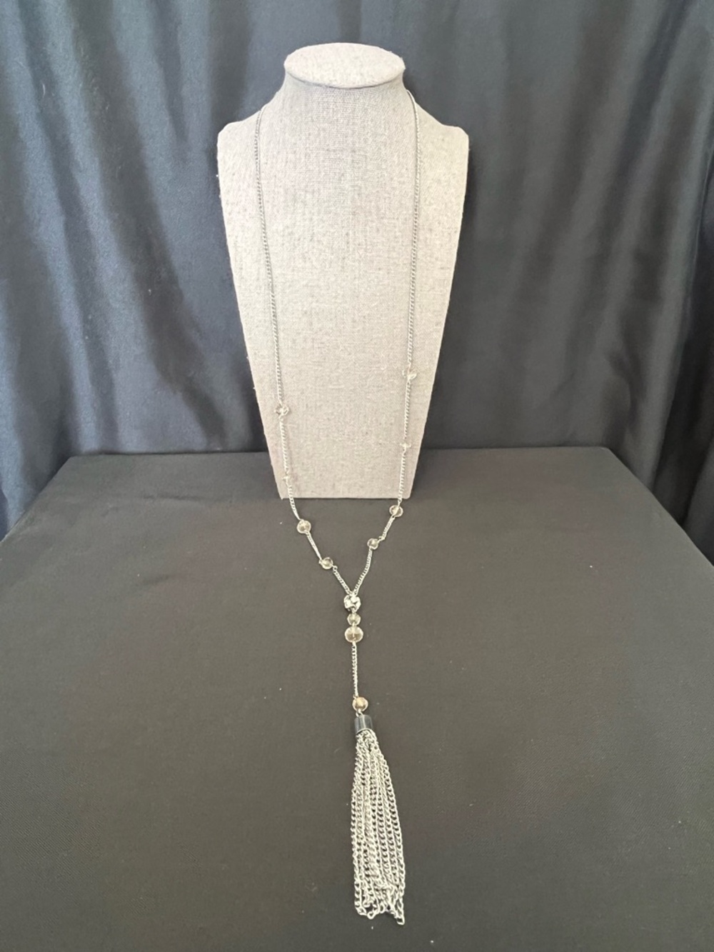 Long Silver Tassel Y-Necklace - Unbranded Women Jewelry